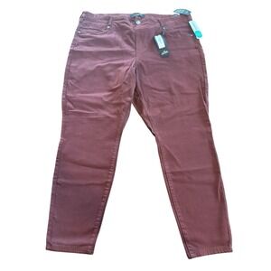 Liverpool Jeans Gia Glider Ankle Skinny Pull On Size 22w Stretchy Maroon‎